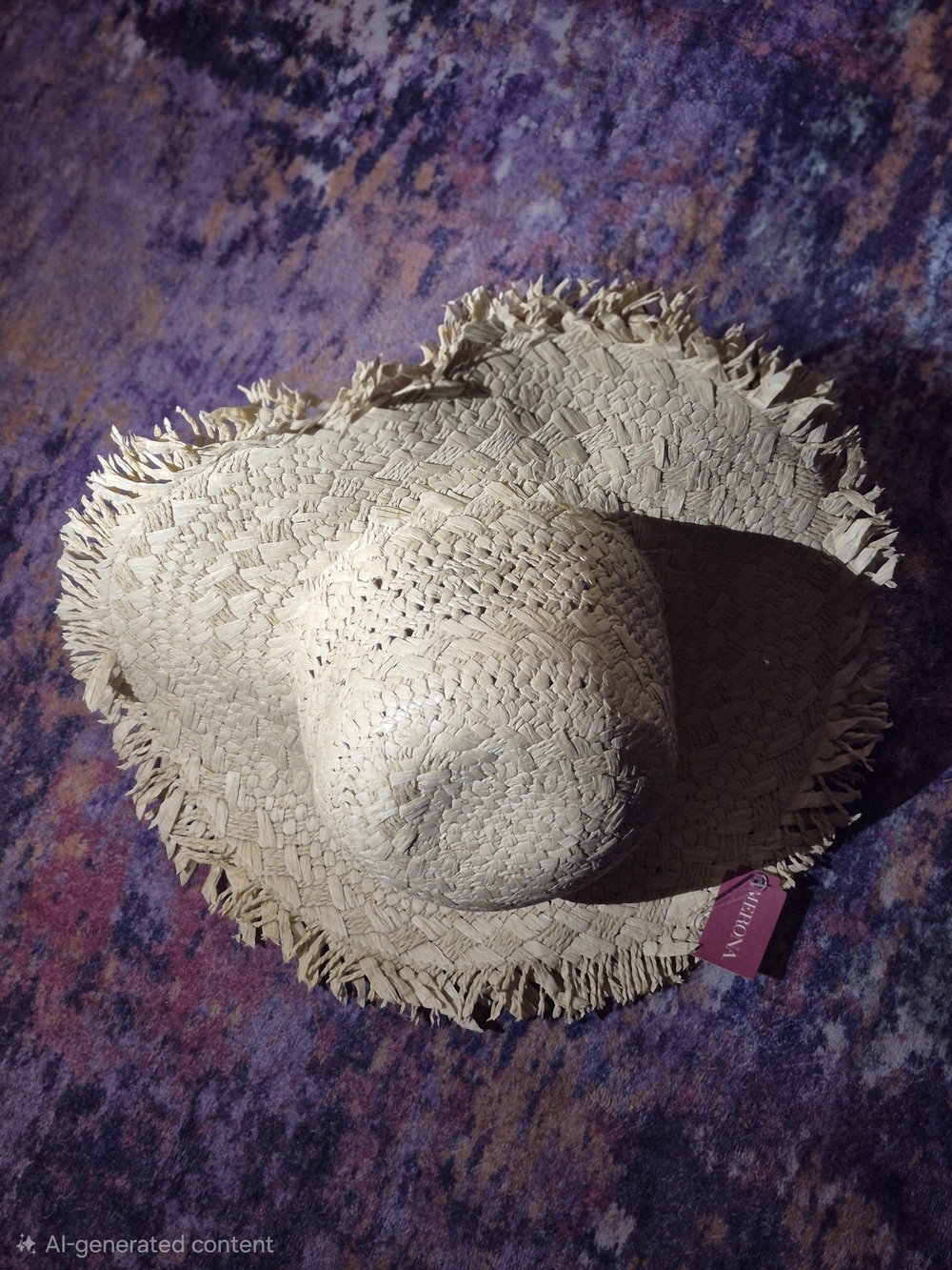 Merona Natural Beige Frayed Brim Straw Sun Hat